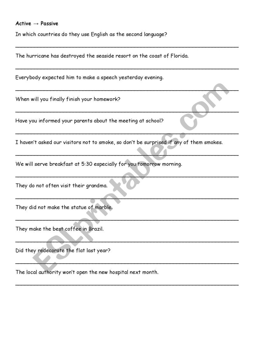 Passive Active and Active Passive transformations 4 tenses