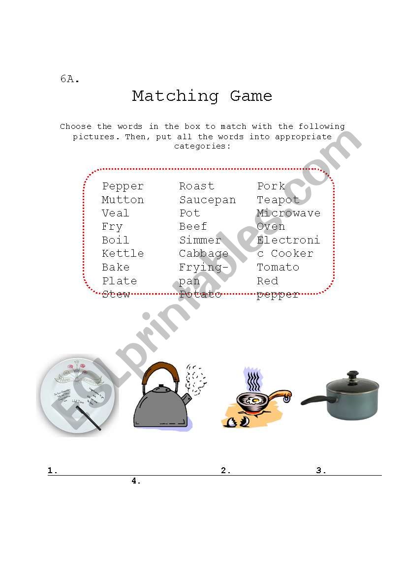 Vocabulary Booster - Cooking worksheet