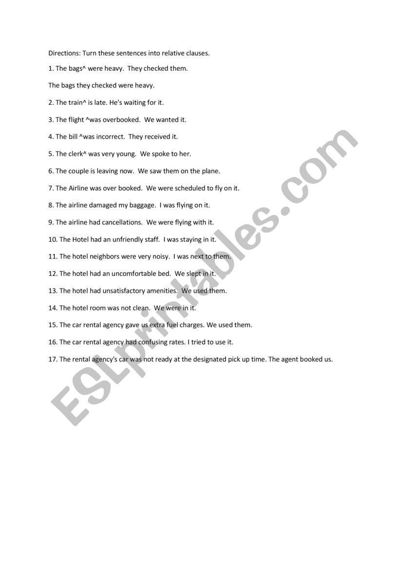 Relative Clauses  worksheet