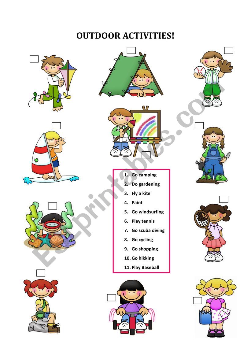 Outdoor Activities! worksheet