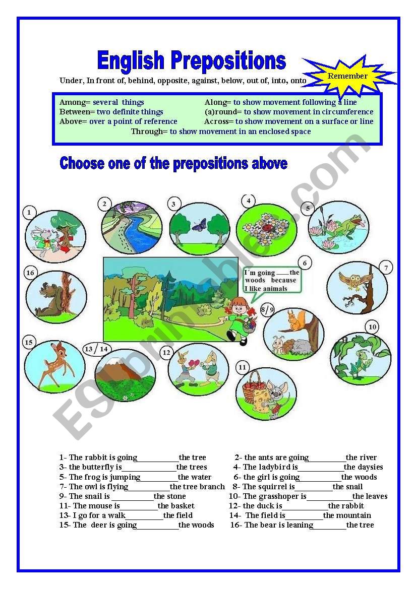 English prepositions worksheet