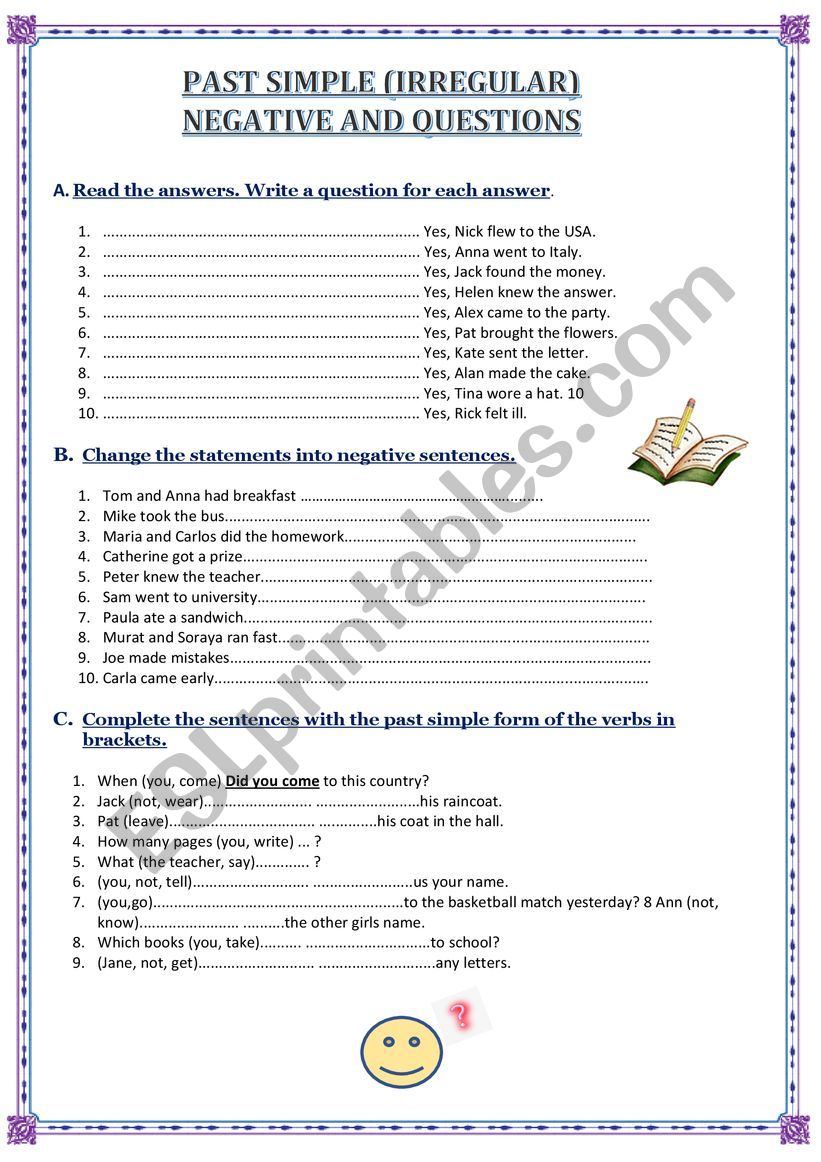 Past simple worksheet