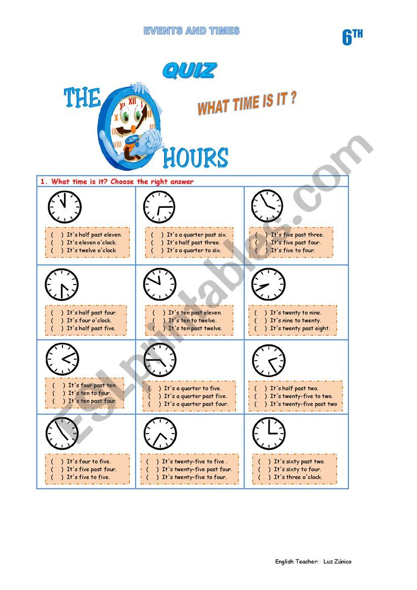 WHAT TIME IS IT worksheet