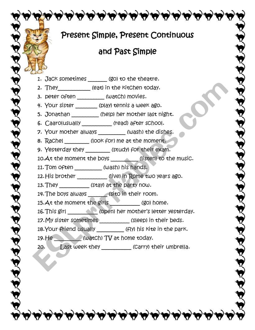 Mixed tense worksheet