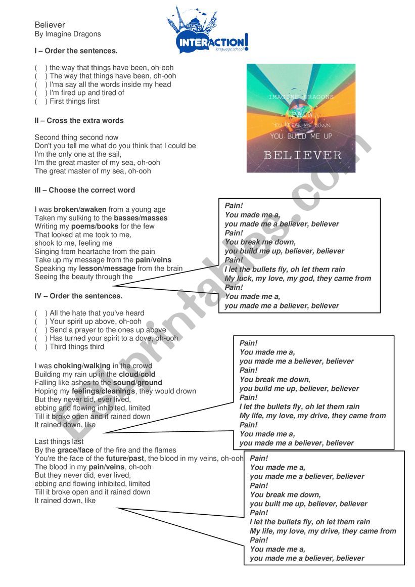 believer-by-imagine-dragons-activities