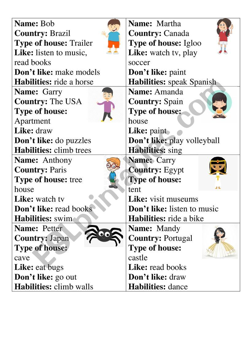 Where does he/she live worksheet