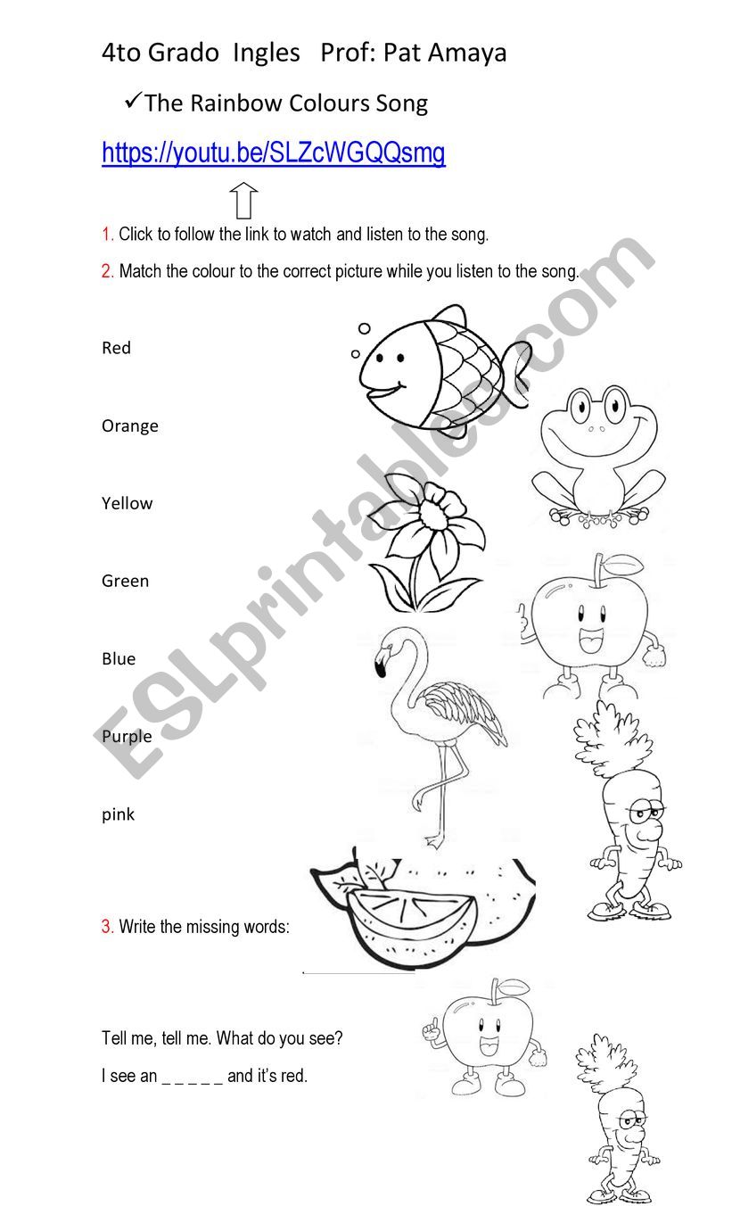 The Rainbow Colours Song and exercises