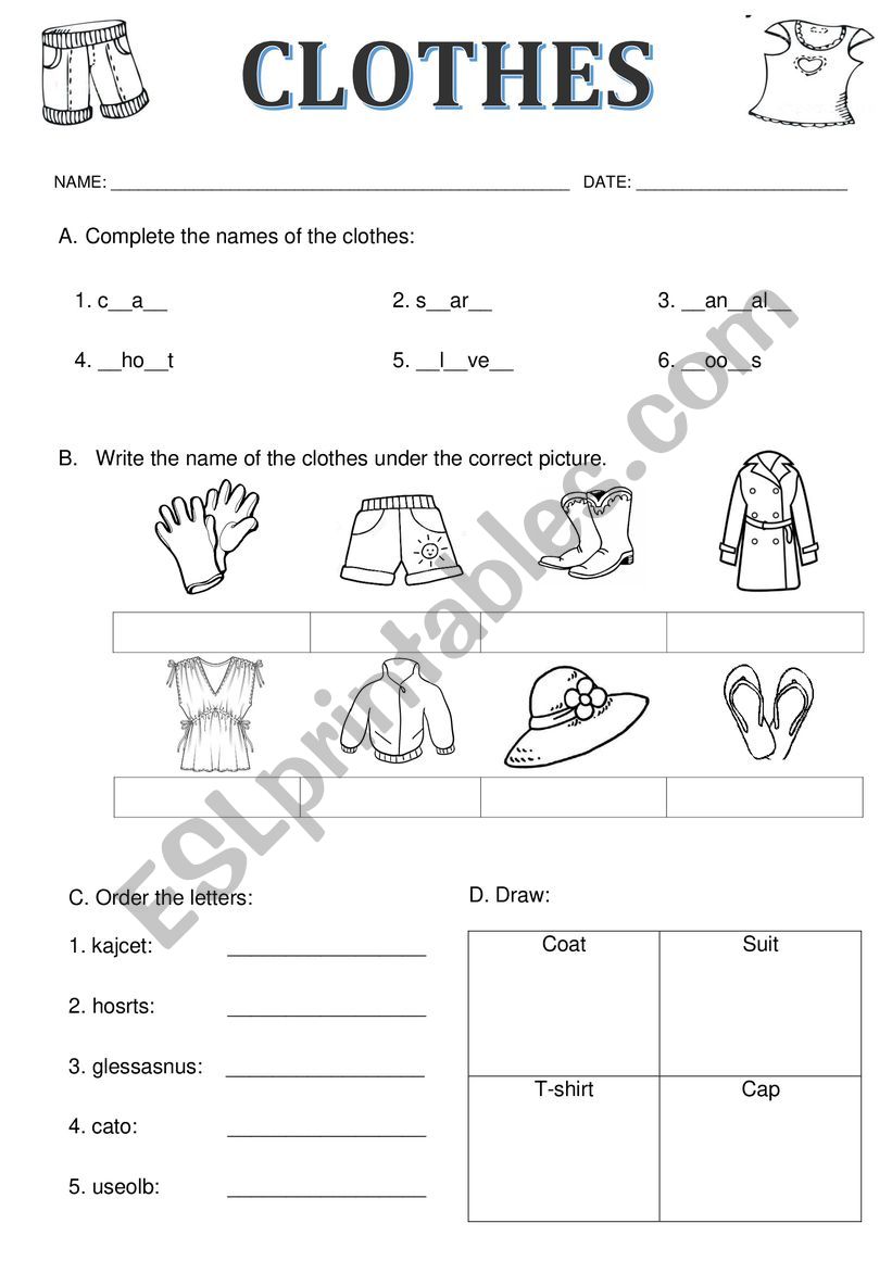 CLOTHES worksheet