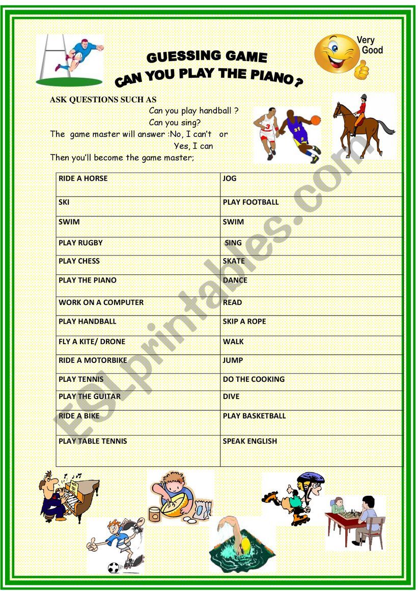 Can you sing? guessing game worksheet