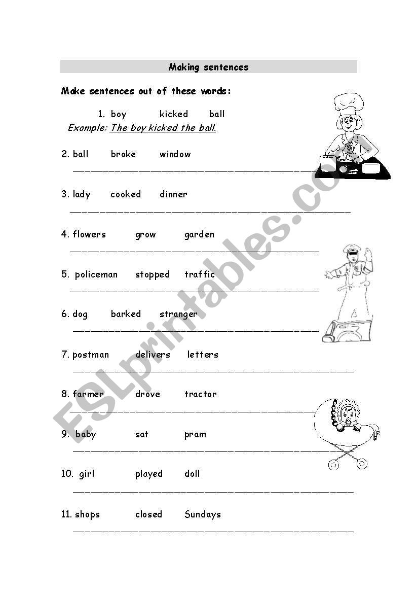 Making Sentences ESL Worksheet By Elaineabela1