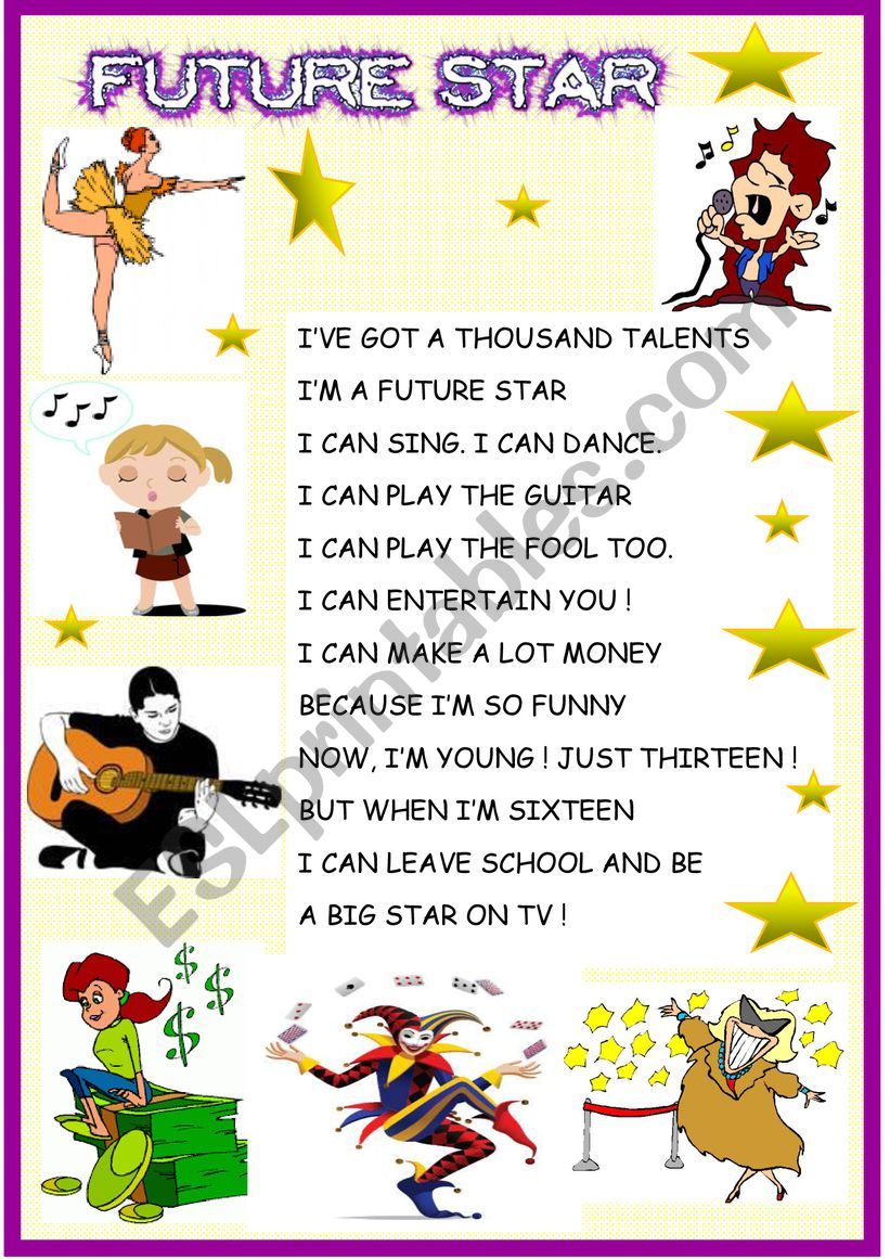 Future star : a poem worksheet