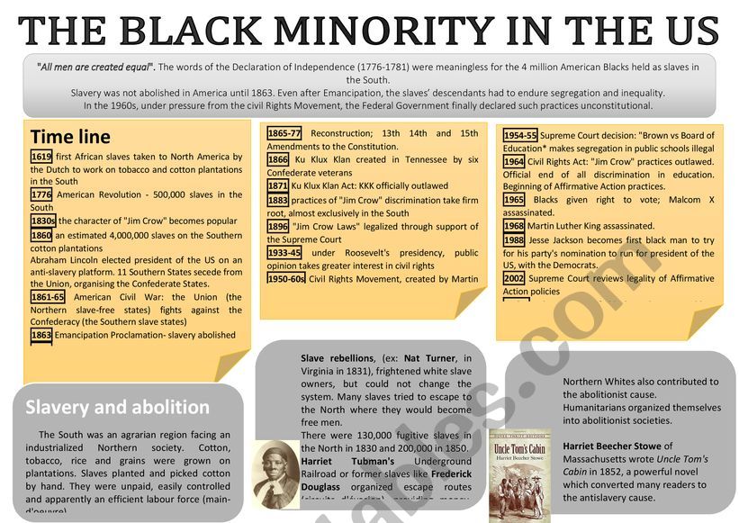 THE BLACK MINORITY IN THE US worksheet