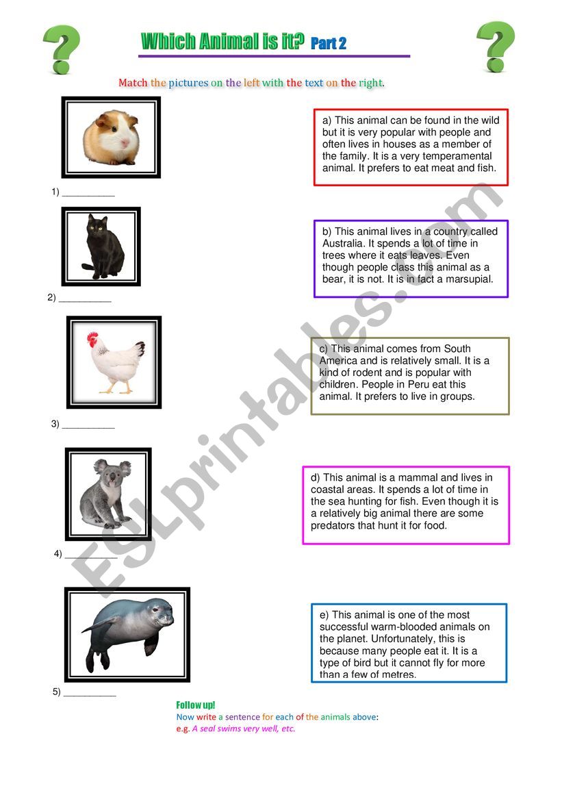 Which animal is it? 2 worksheet