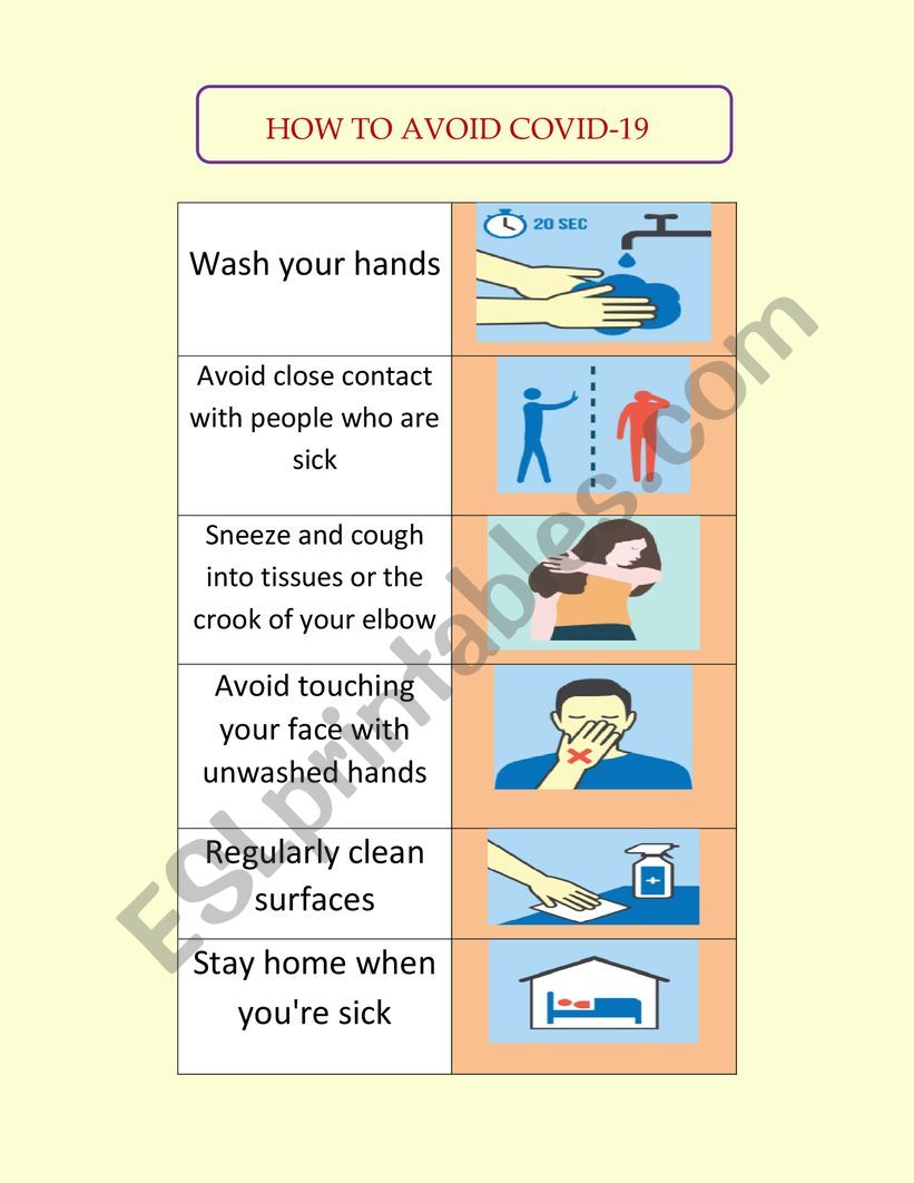 HOW TO AVOID COVID 19 POSTER worksheet