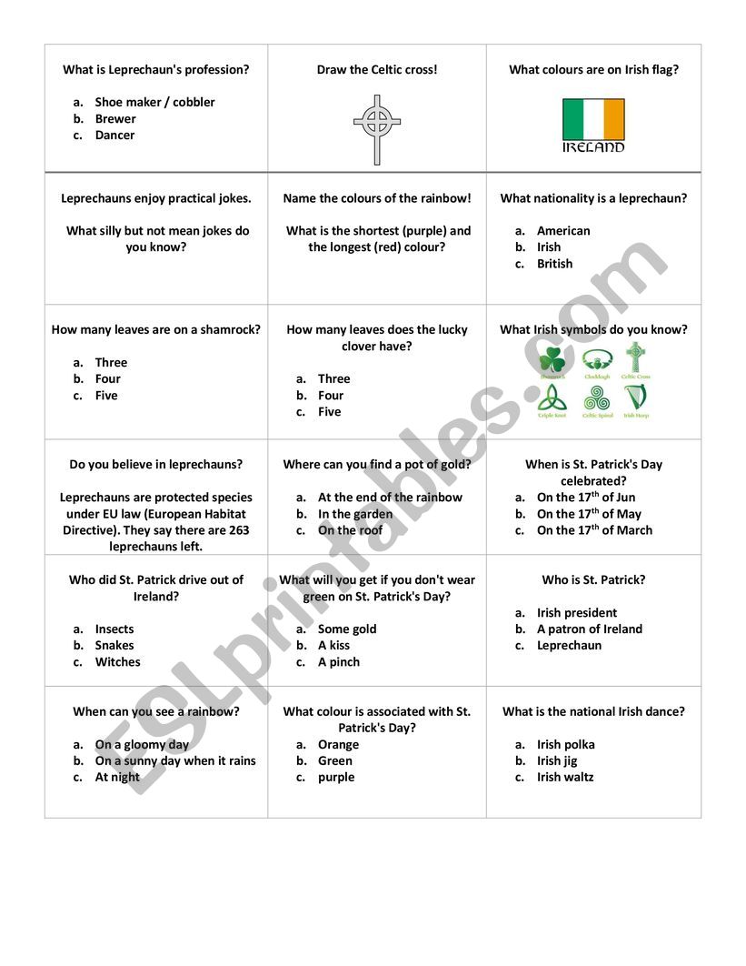 St. Patricks Day Question Game