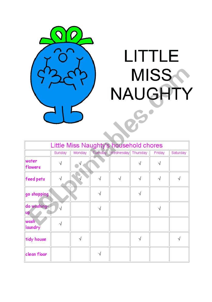 little miss Naughtys household chores