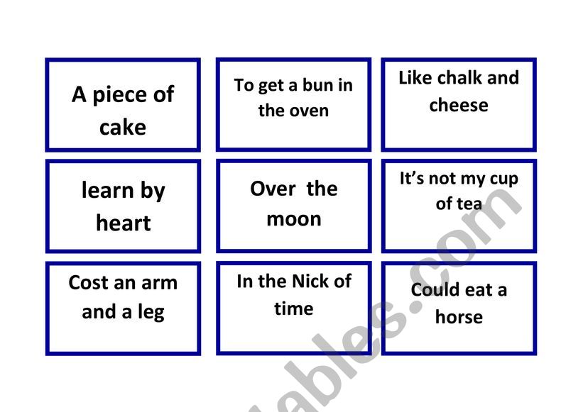Idioms Cards (I)  worksheet