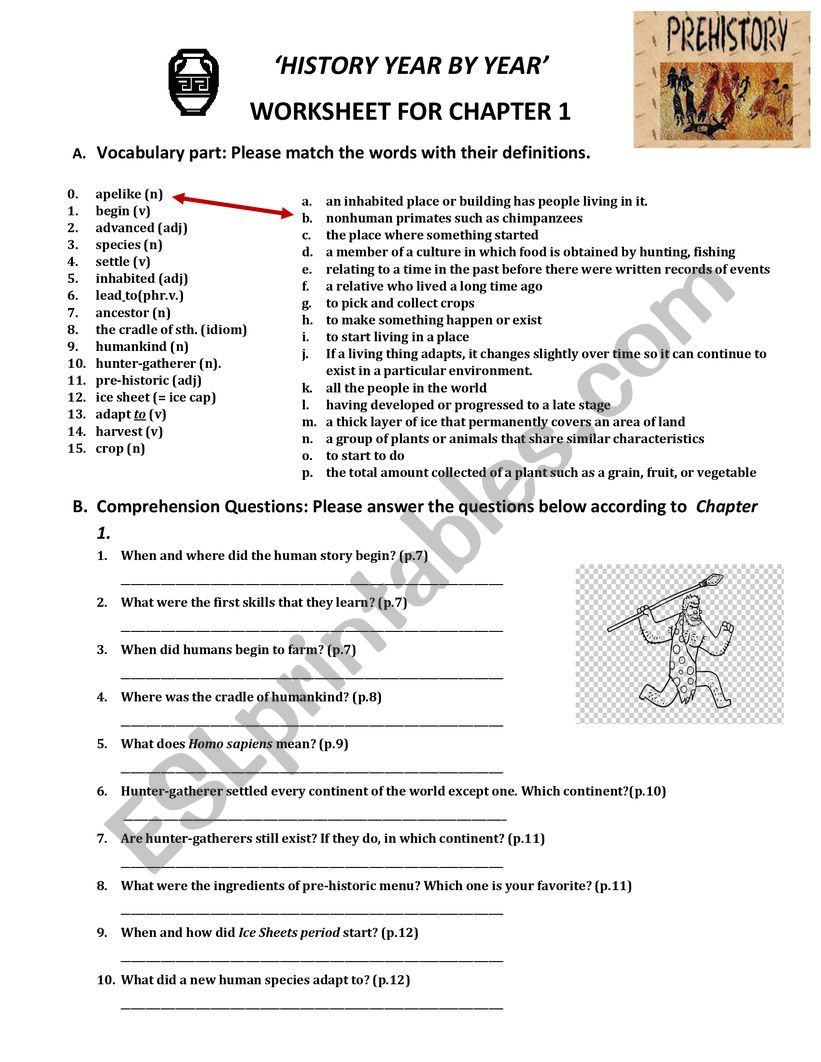 Worksheet for Chapter 1 of  worksheet