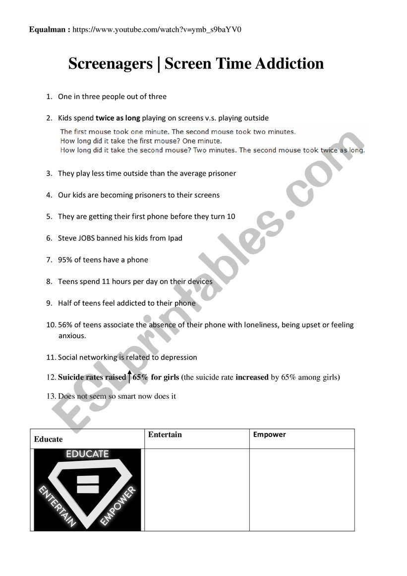 Social network worksheet