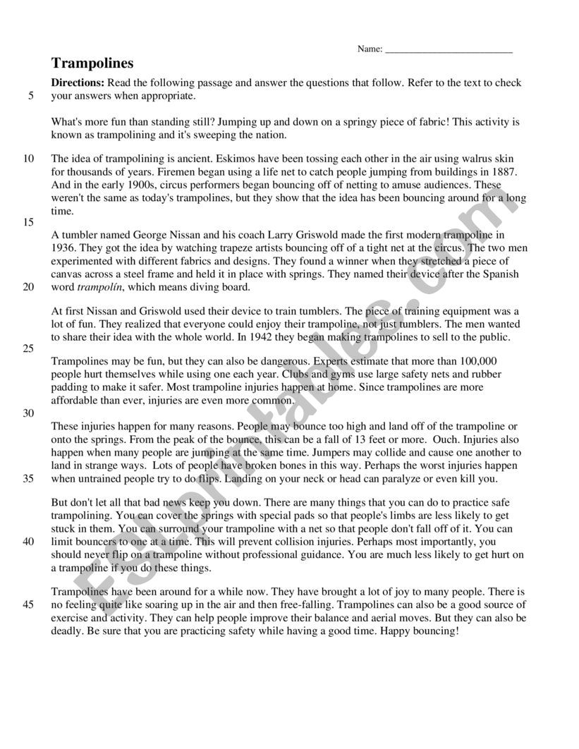 Reading Comprehension worksheet