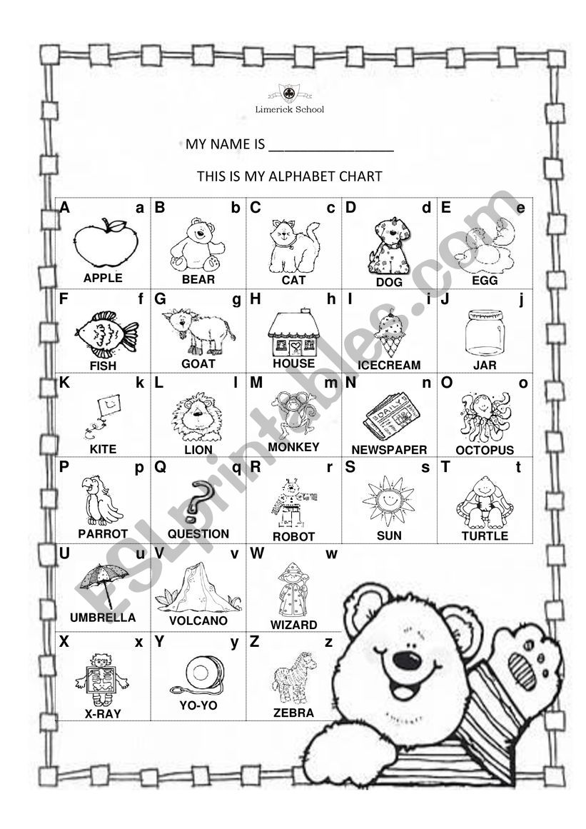 Alphabet Chart - Kinder and early Primary School