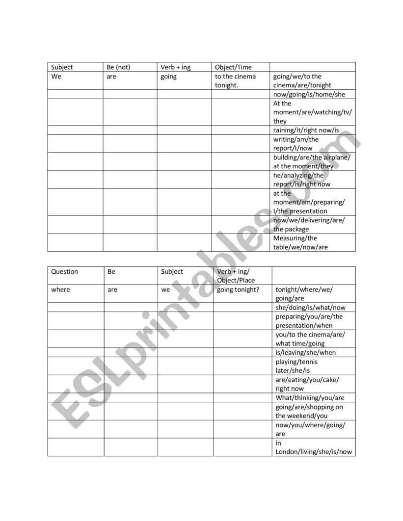 Present Simple Scramble  worksheet