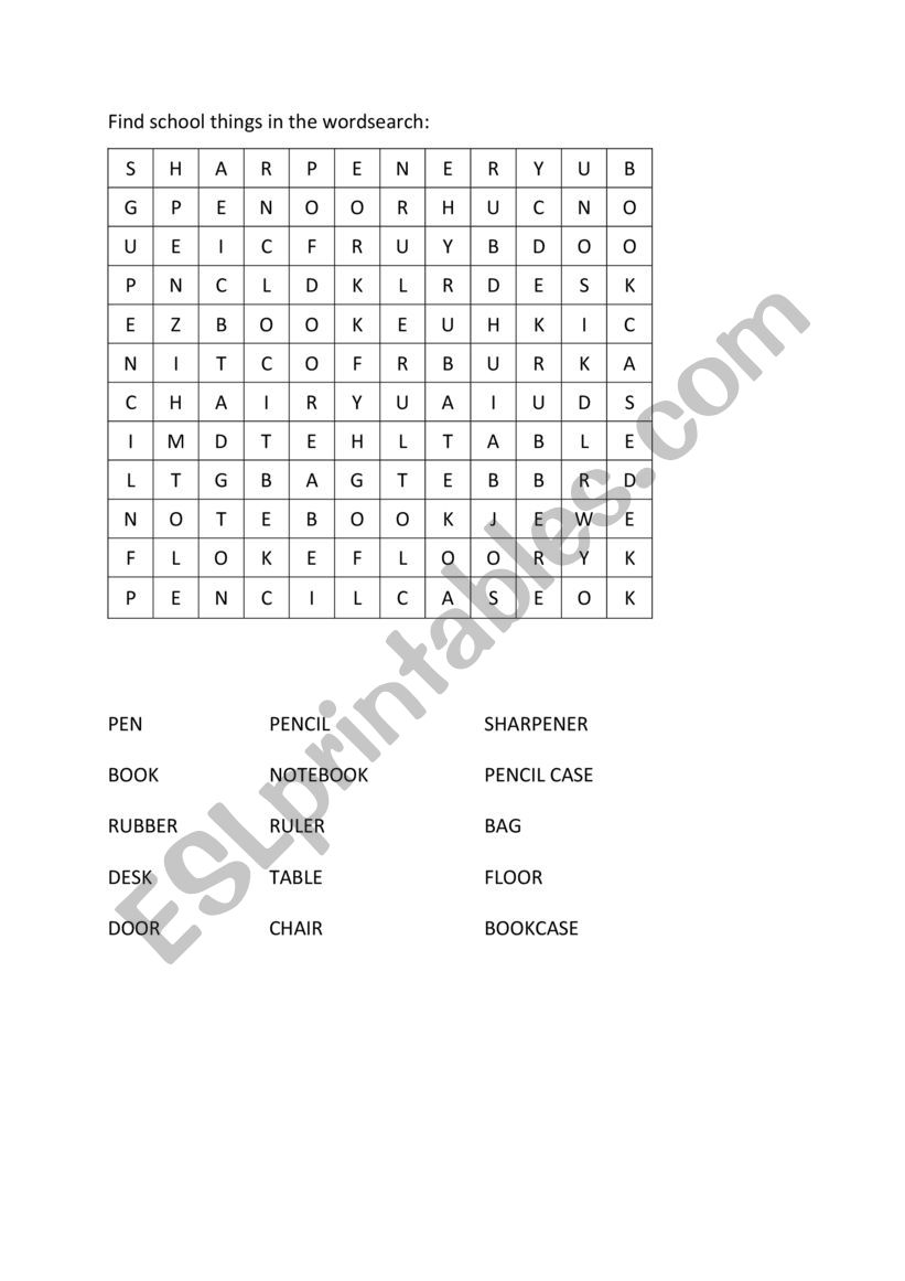 School things worksheet