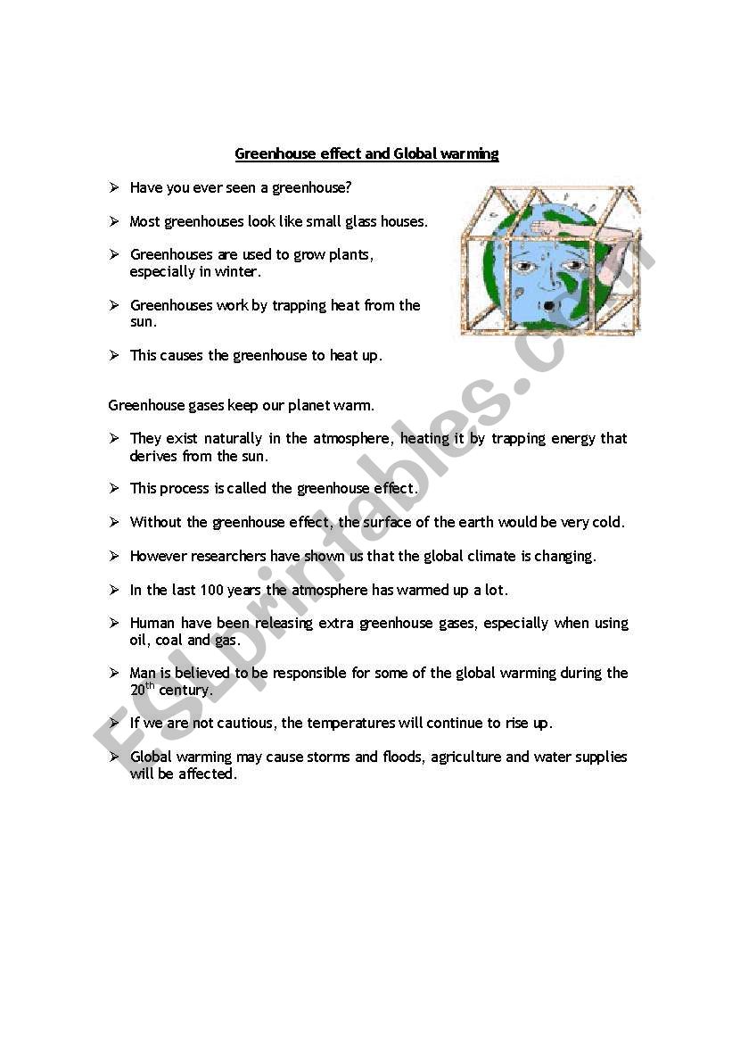 Greenhouse effect worksheet