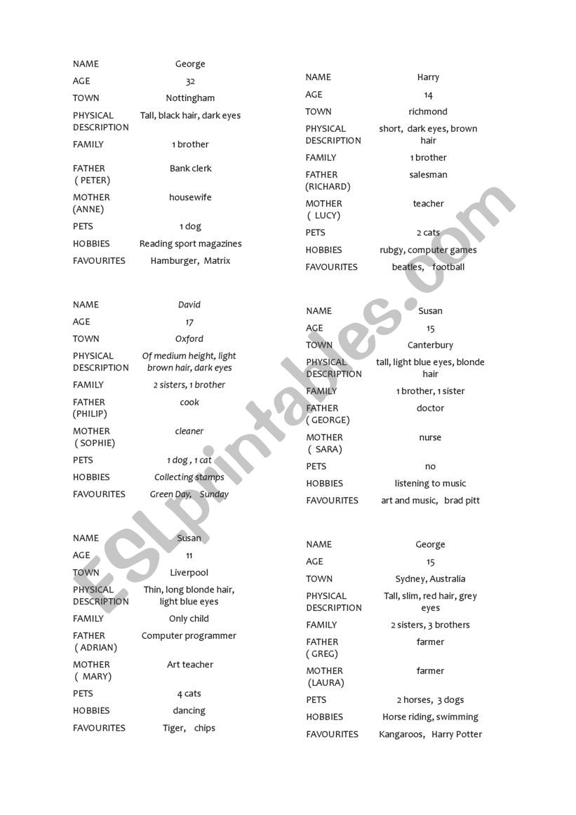 SPEAKING_FAKE IDENTITIES worksheet