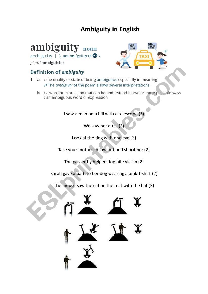 Ambiguous sentences worksheet