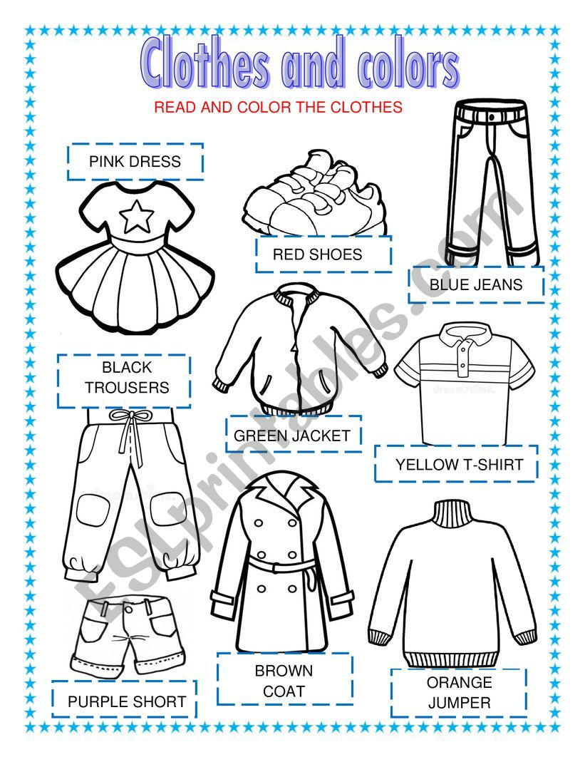 Color The Clothes! ESL Worksheet By Cristyps | vlr.eng.br