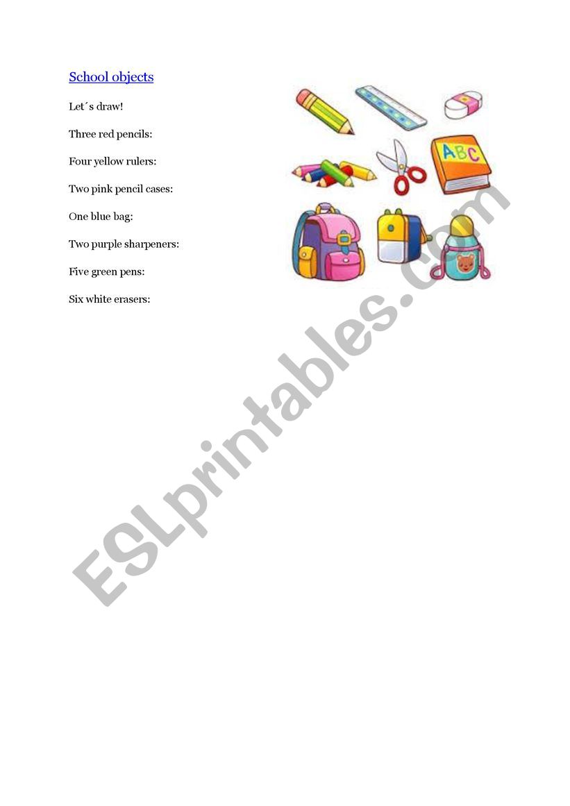 School objects worksheet