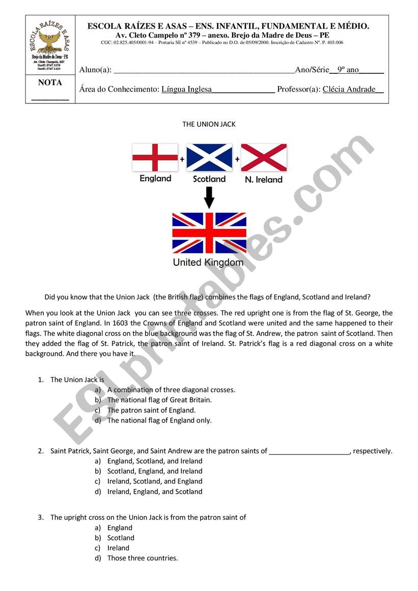 The Union Jack worksheet