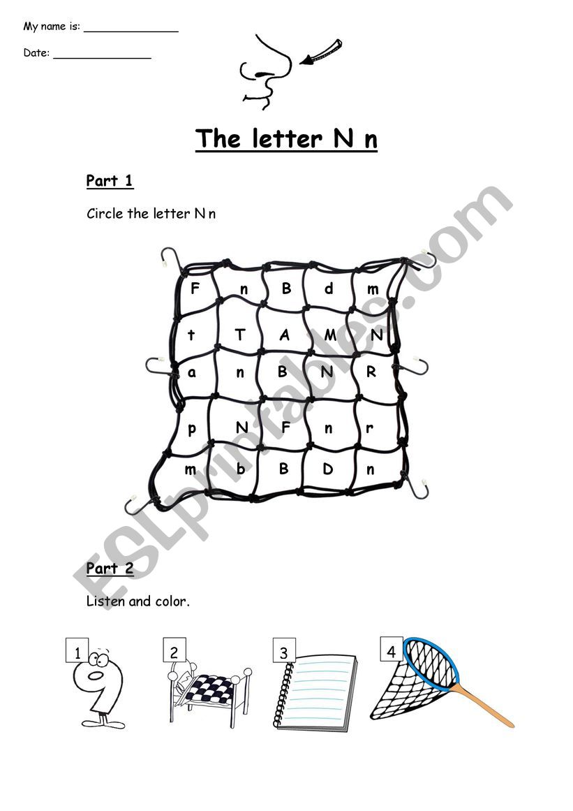 The Letter N worksheet