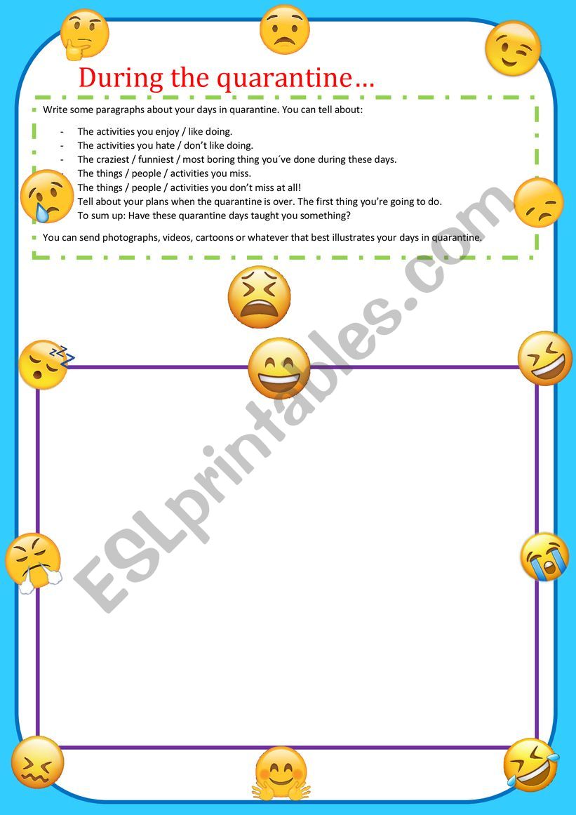 Quarantine days writing worksheet