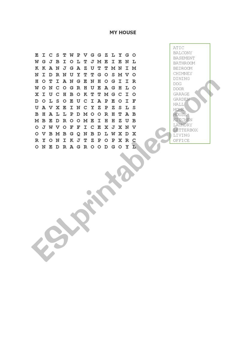 PUZZLE HOUSE worksheet