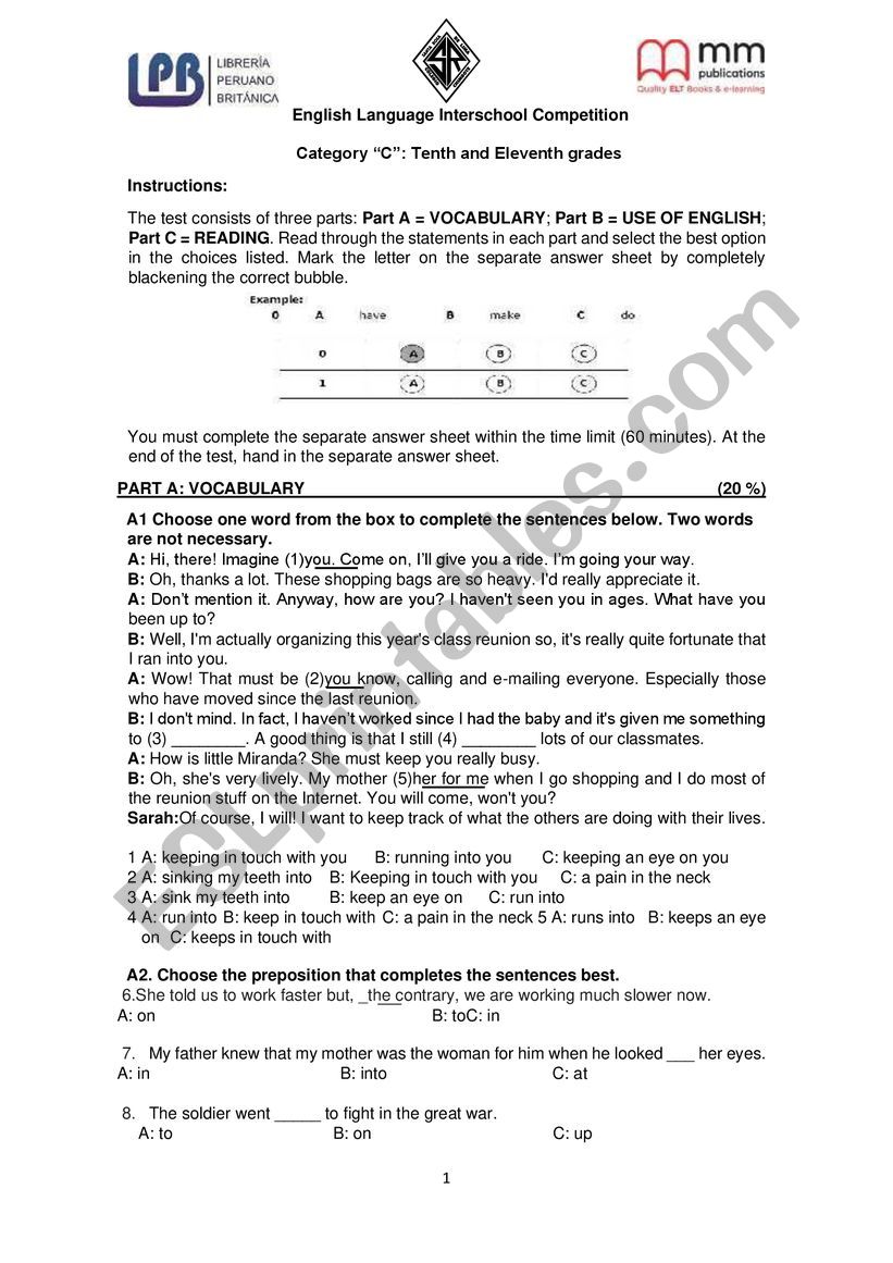 COMPETITION TEST 3 worksheet
