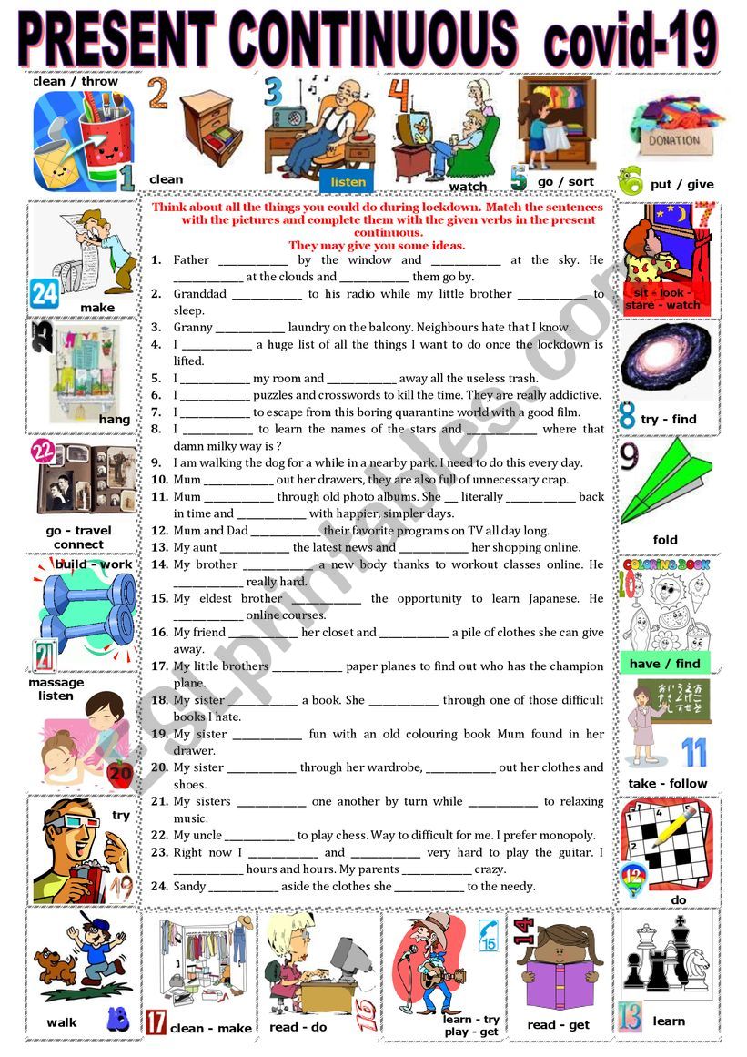 Present continuous covid-19  worksheet