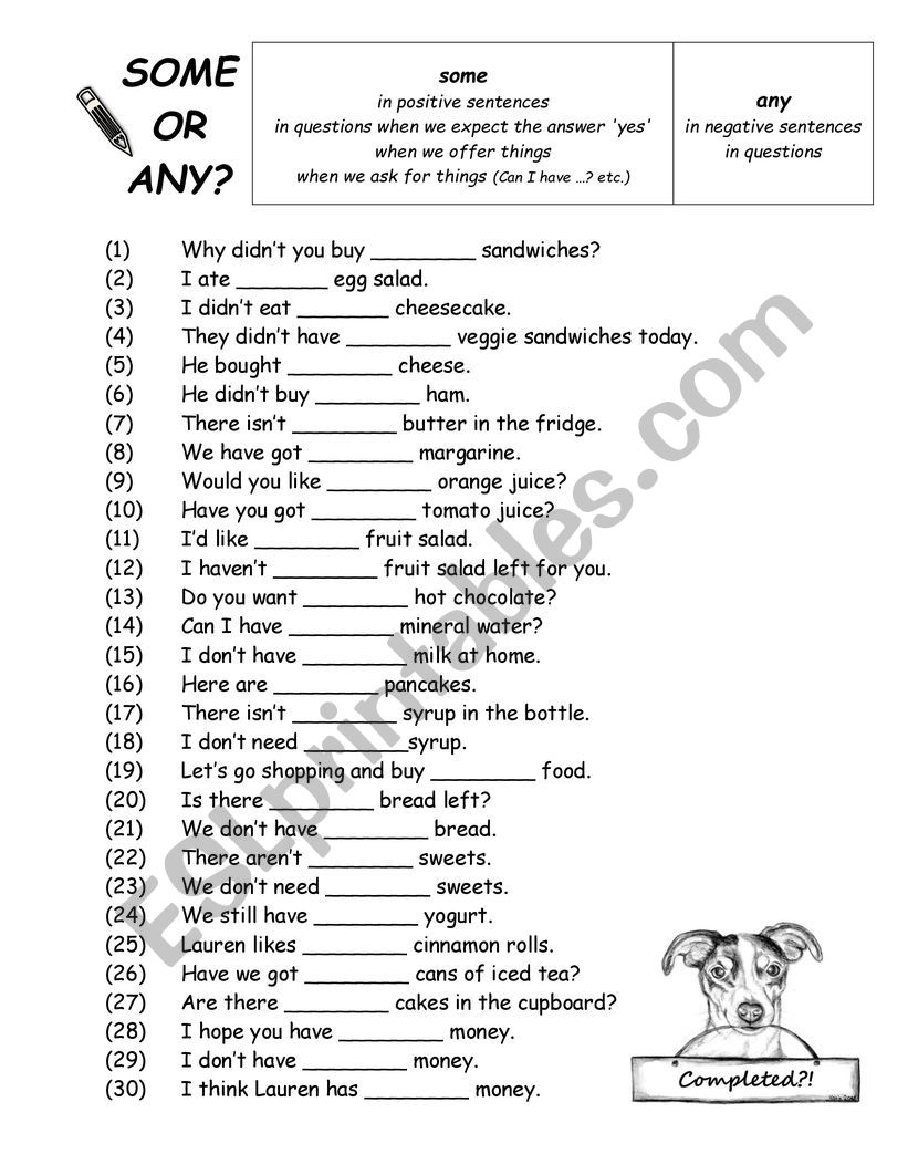 Some or Any worksheet Some or Any worksheet