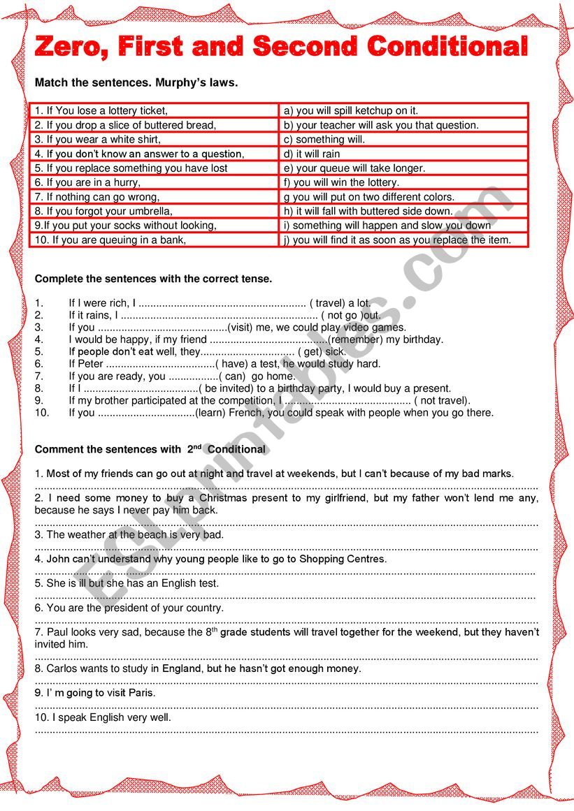 Conditionals worksheet