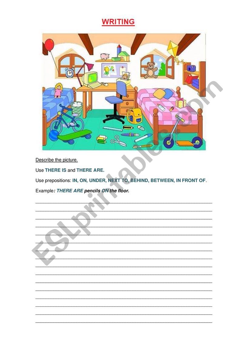 Writing. Describe the picture worksheet