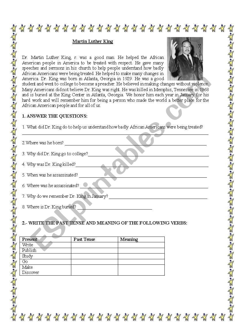 Martin Luther King worksheet