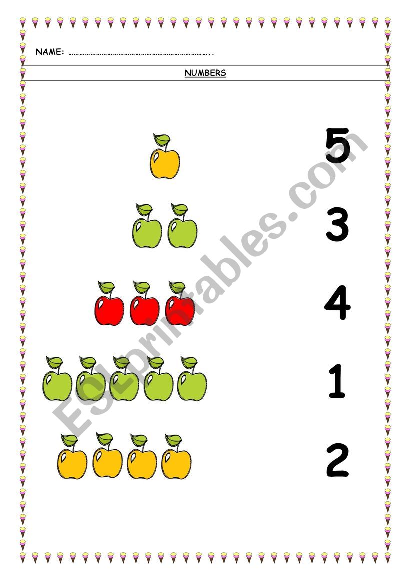 NUMBERS - COUNT AND MATCH worksheet