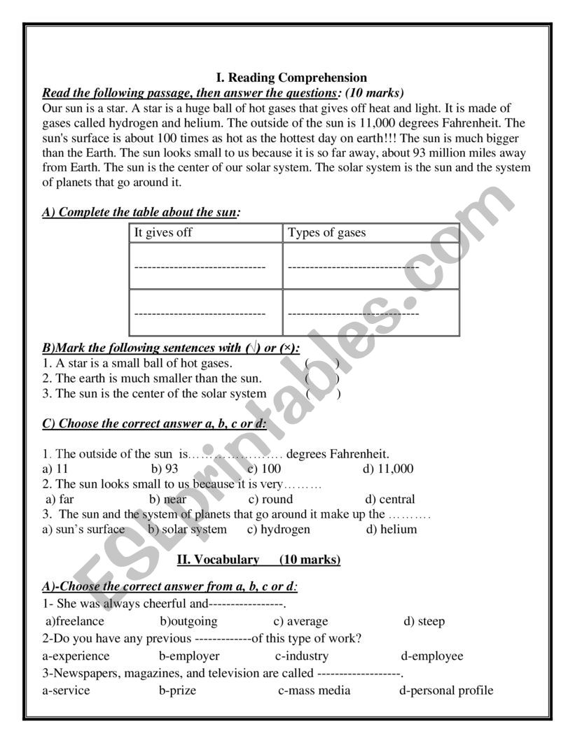 english test complete worksheet