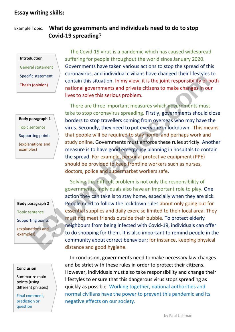 Academic essay example: What do governments and individuals need to do to stop Covid-19?