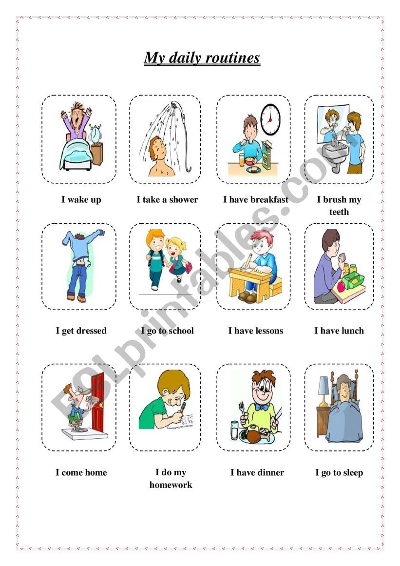 daily routines vocabulary - ESL worksheet by loubna loubna