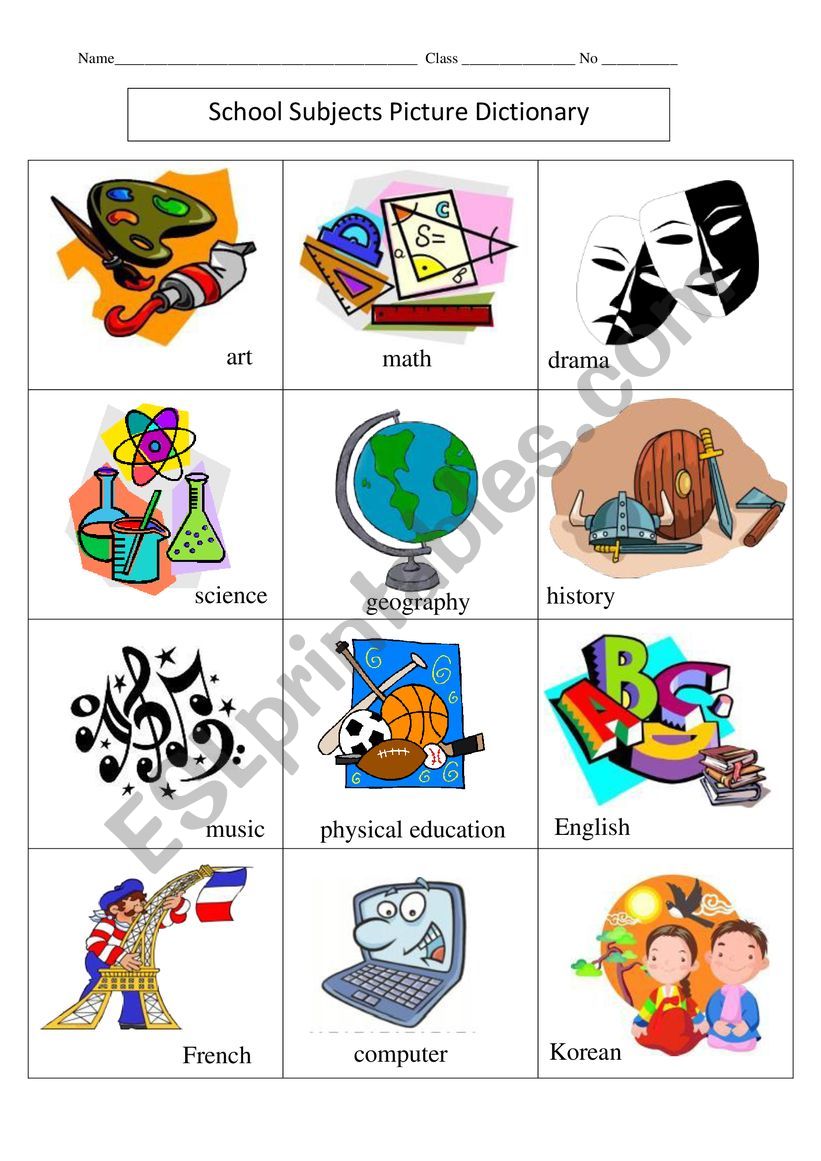 School Subjects Vocabulary worksheet