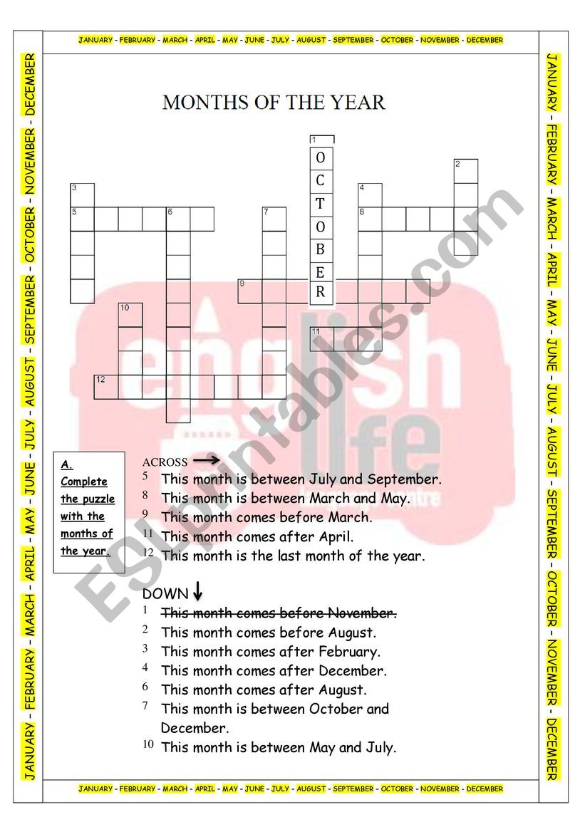 Months worksheet