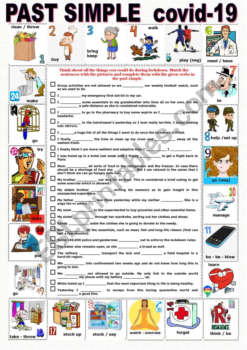 Past Simple covid-19   what did you do yesterday ? + KEY