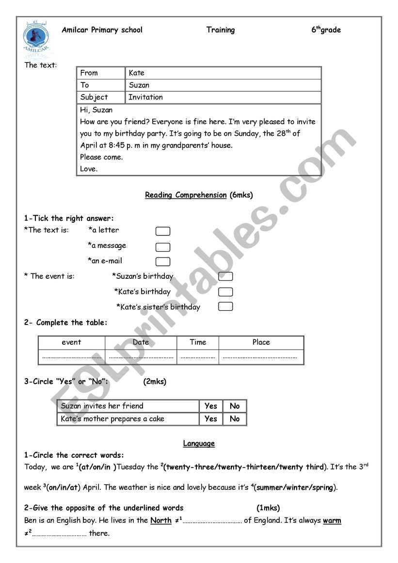 evaluation worksheet